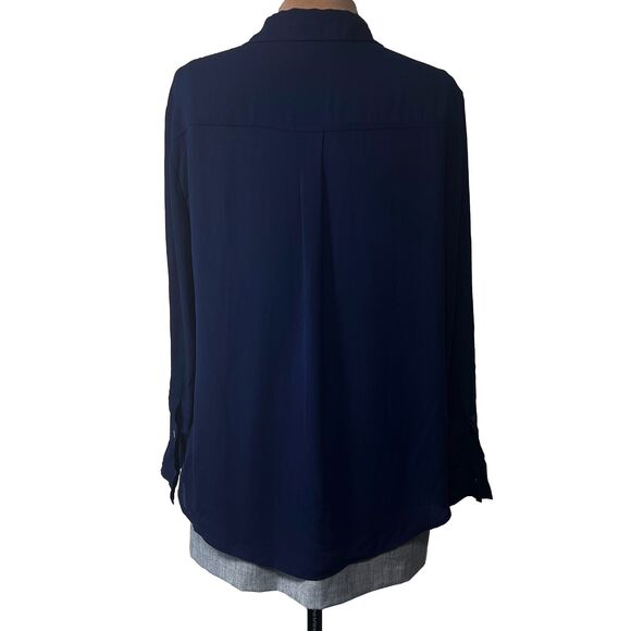 New York and Co. Navy Roll Tab Sleeve Blouse Size XL - Picture 5 of 14